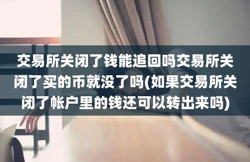 交易所关闭了钱能追回吗交易所关闭了买的币就没了吗(如果交易所关闭了帐户里的钱还可以转出来吗)