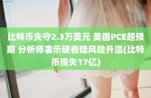 比特币失守2.3万美元 美国PCE超预期 分析师表示硬着陆风险升温(比特币损失17亿)