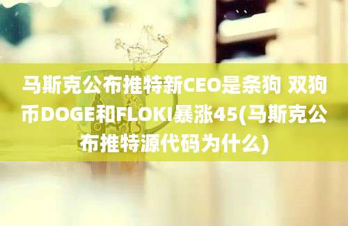 马斯克公布推特新CEO是条狗 双狗币DOGE和FLOKI暴涨45(马斯克公布推特源代码为什么)