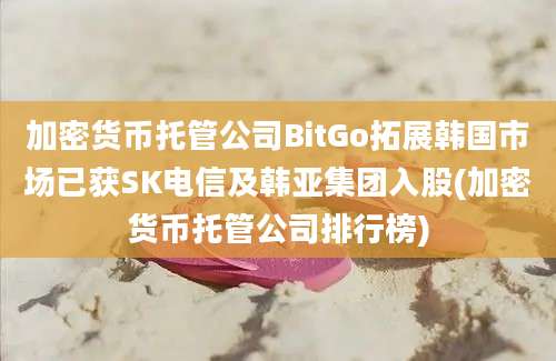 加密货币托管公司BitGo拓展韩国市场已获SK电信及韩亚集团入股(加密货币托管公司排行榜)