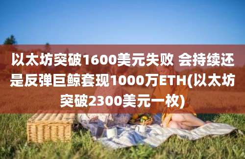 以太坊突破1600美元失败 会持续还是反弹巨鲸套现1000万ETH(以太坊突破2300美元一枚)