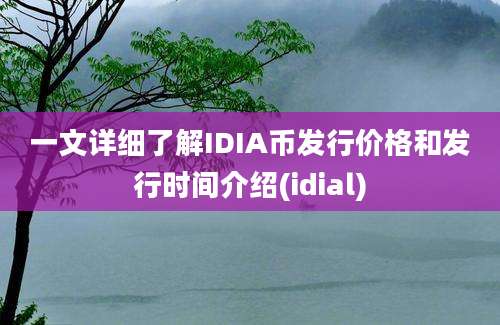 一文详细了解IDIA币发行价格和发行时间介绍(idial)