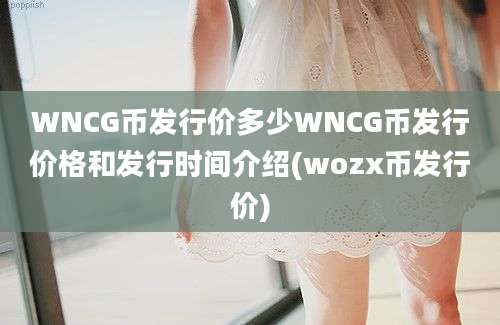 WNCG币发行价多少WNCG币发行价格和发行时间介绍(wozx币发行价)