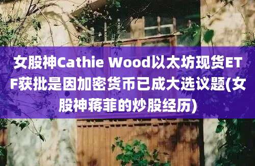 女股神Cathie Wood以太坊现货ETF获批是因加密货币已成大选议题(女股神蒋菲的炒股经历)