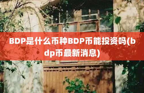 BDP是什么币种BDP币能投资吗(bdp币最新消息)