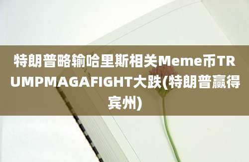 特朗普略输哈里斯相关Meme币TRUMPMAGAFIGHT大跌(特朗普赢得宾州)