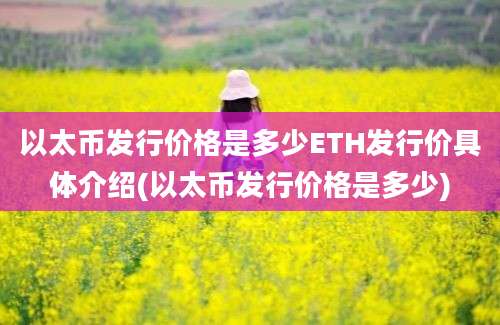 以太币发行价格是多少ETH发行价具体介绍(以太币发行价格是多少)