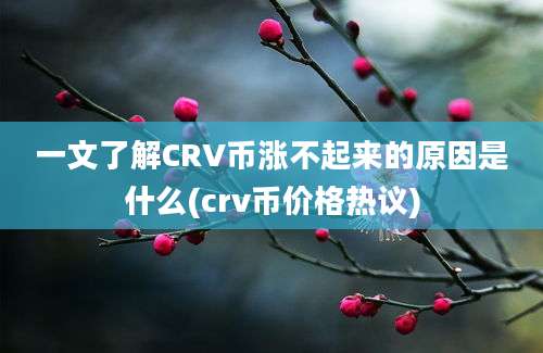 一文了解CRV币涨不起来的原因是什么(crv币价格热议)