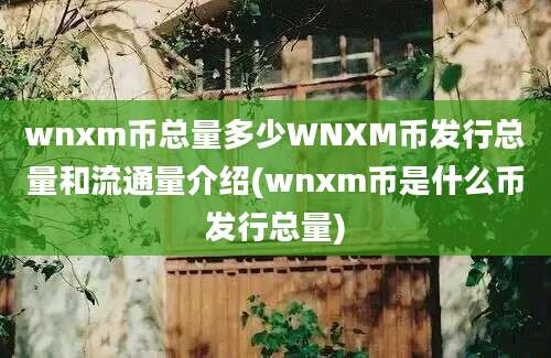 wnxm币总量多少WNXM币发行总量和流通量介绍(wnxm币是什么币发行总量)