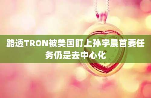 路透TRON被美国盯上孙宇晨首要任务仍是去中心化