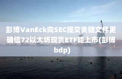 彭博VanEck向SEC提交关键文件更确信72以太坊现货ETF能上市(彭博 bdp)