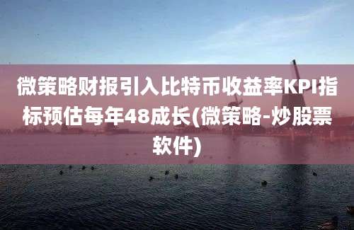 微策略财报引入比特币收益率KPI指标预估每年48成长(微策略-炒股票软件)