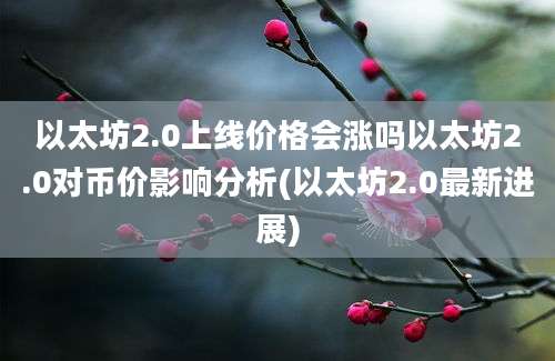 以太坊2.0上线价格会涨吗以太坊2.0对币价影响分析(以太坊2.0最新进展)