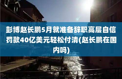 彭博赵长鹏5月就准备辞职高层自信罚款40亿美元轻松付清(赵长鹏在国内吗)