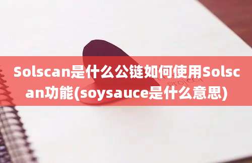 Solscan是什么公链如何使用Solscan功能(soysauce是什么意思)