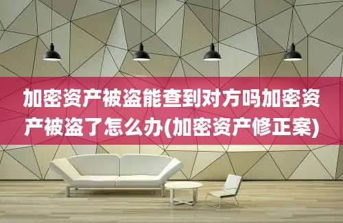 加密资产被盗能查到对方吗加密资产被盗了怎么办(加密资产修正案)