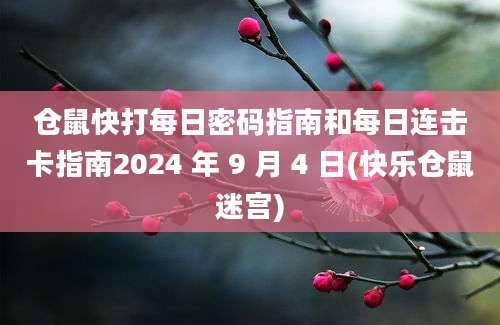 仓鼠快打每日密码指南和每日连击卡指南2024 年 9 月 4 日(快乐仓鼠迷宫)