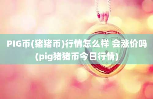 PIG币(猪猪币)行情怎么样 会涨价吗(pig猪猪币今日行情)