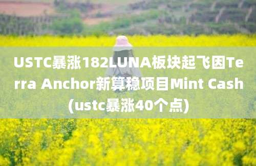 USTC暴涨182LUNA板块起飞因Terra Anchor新算稳项目Mint Cash(ustc暴涨40个点)