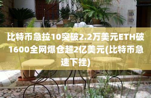 比特币急拉10突破2.2万美元ETH破1600全网爆仓超2亿美元(比特币急速下挫)