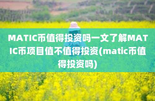 MATIC币值得投资吗一文了解MATIC币项目值不值得投资(matic币值得投资吗)