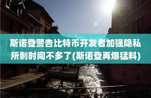 斯诺登警告比特币开发者加强隐私所剩时间不多了(斯诺登再爆猛料)