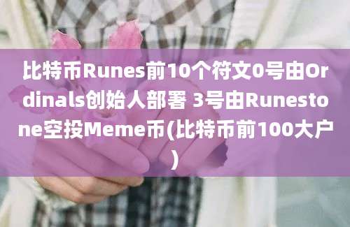 比特币Runes前10个符文0号由Ordinals创始人部署 3号由Runestone空投Meme币(比特币前100大户)