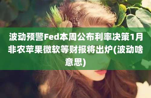 波动预警Fed本周公布利率决策1月非农苹果微软等财报将出炉(波动啥意思)