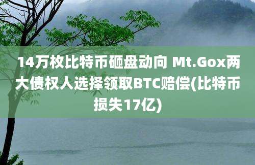 14万枚比特币砸盘动向 Mt.Gox两大债权人选择领取BTC赔偿(比特币损失17亿)