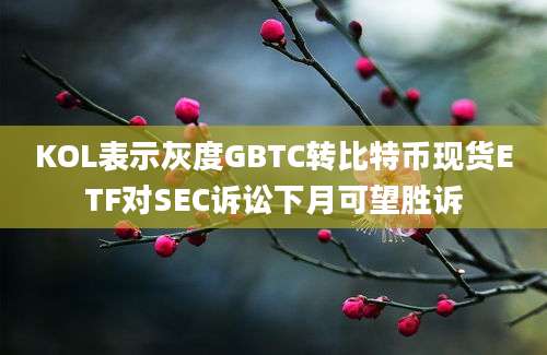 KOL表示灰度GBTC转比特币现货ETF对SEC诉讼下月可望胜诉