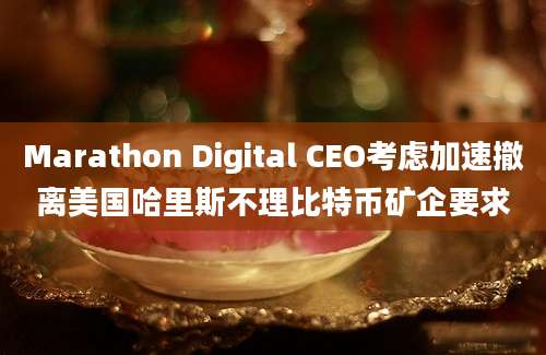 Marathon Digital CEO考虑加速撤离美国哈里斯不理比特币矿企要求