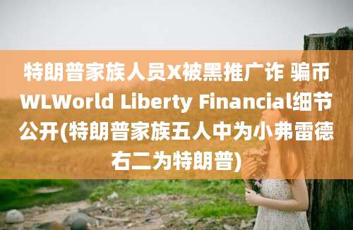 特朗普家族人员X被黑推广诈 骗币WLWorld Liberty Financial细节公开(特朗普家族五人中为小弗雷德右二为特朗普)