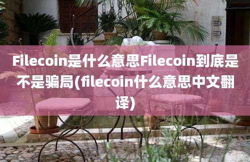 Filecoin是什么意思Filecoin到底是不是骗局(filecoin什么意思中文翻译)