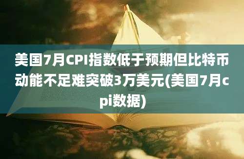 美国7月CPI指数低于预期但比特币动能不足难突破3万美元(美国7月cpi数据)