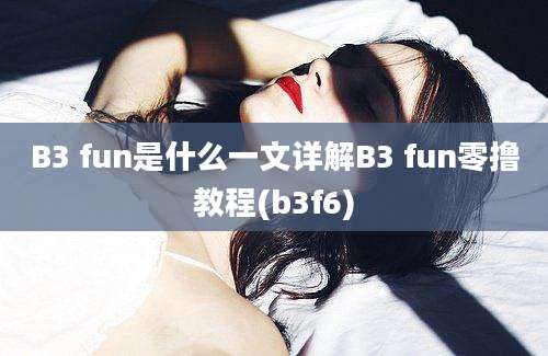 B3 fun是什么一文详解B3 fun零撸教程(b3f6)