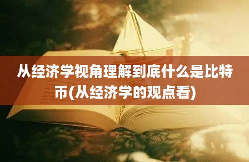 从经济学视角理解到底什么是比特币(从经济学的观点看)