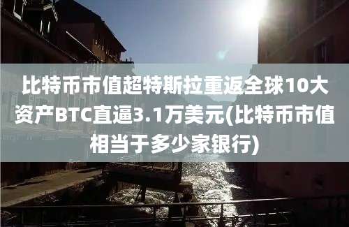 比特币市值超特斯拉重返全球10大资产BTC直逼3.1万美元(比特币市值相当于多少家银行)