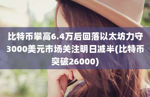 比特币攀高6.4万后回落以太坊力守3000美元市场关注明日减半(比特币突破26000)