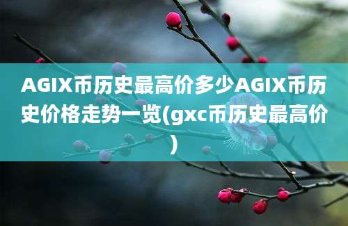 AGIX币历史最高价多少AGIX币历史价格走势一览(gxc币历史最高价)