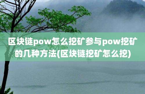 区块链pow怎么挖矿参与pow挖矿的几种方法(区块链挖矿怎么挖)