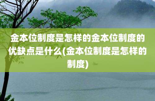 金本位制度是怎样的金本位制度的优缺点是什么(金本位制度是怎样的制度)