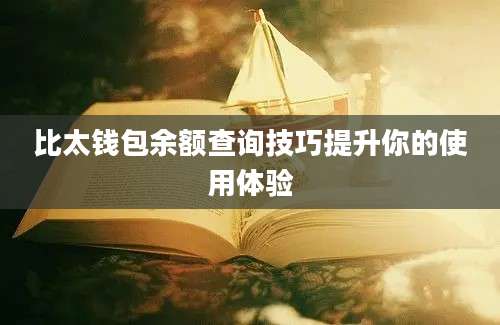 比太钱包余额查询技巧提升你的使用体验