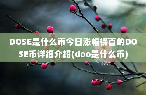 DOSE是什么币今日涨幅榜首的DOSE币详细介绍(doo是什么币)