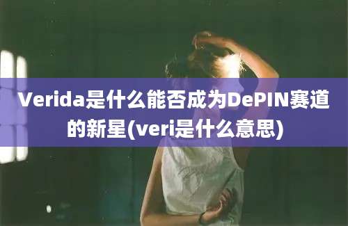 Verida是什么能否成为DePIN赛道的新星(veri是什么意思)