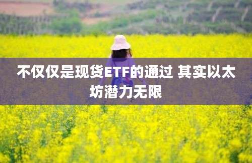 不仅仅是现货ETF的通过 其实以太坊潜力无限