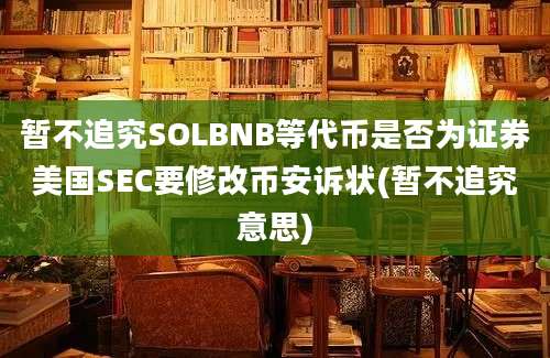 暂不追究SOLBNB等代币是否为证券美国SEC要修改币安诉状(暂不追究意思)