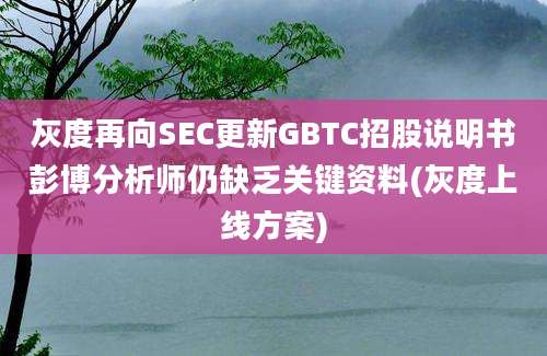 灰度再向SEC更新GBTC招股说明书彭博分析师仍缺乏关键资料(灰度上线方案)