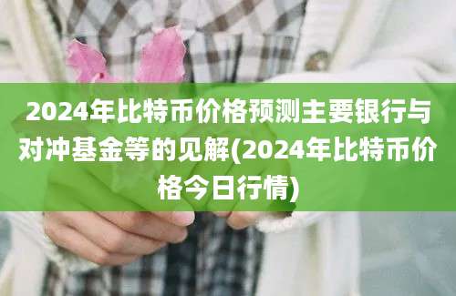 2024年比特币价格预测主要银行与对冲基金等的见解(2024年比特币价格今日行情)