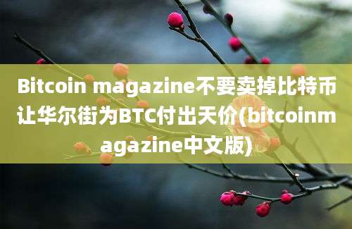 Bitcoin magazine不要卖掉比特币让华尔街为BTC付出天价(bitcoinmagazine中文版)