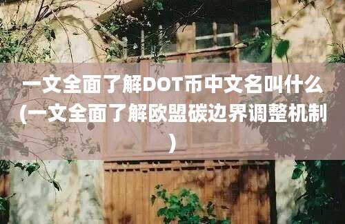 一文全面了解DOT币中文名叫什么(一文全面了解欧盟碳边界调整机制)